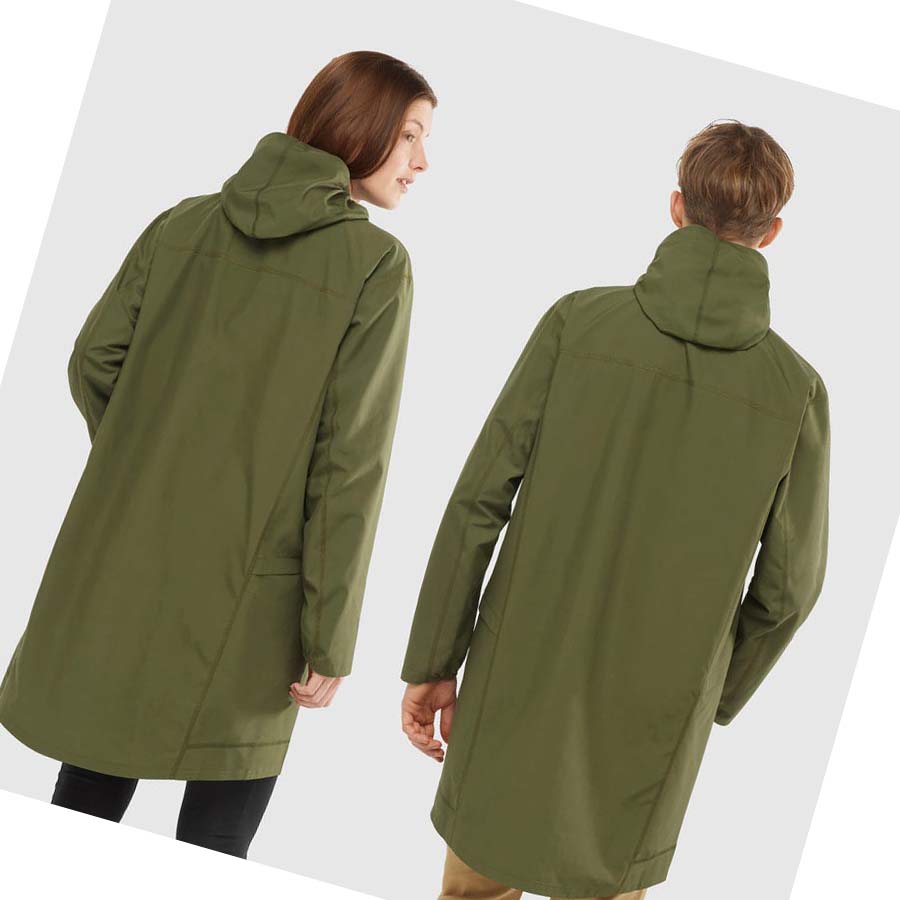 Chaquetas Salomon OUTLIFE LONG PACKABLE WINDBREAKERS Mujer Verde Oliva | MX 2466ZUT